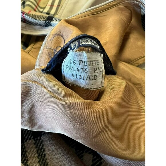 Burberrys' Vintage Prorsum Trench Coat Nova Check Wool Liner with Hood Sz 16P - Picture 7 of 16